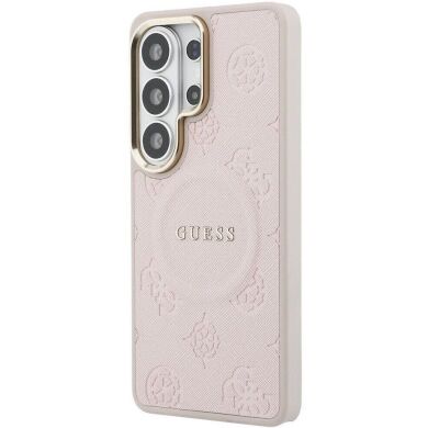Защитный чехол Guess Saffiano Peony Embossed Ring MagSafe для Samsung Galaxy S26 Ultra (S948) GUHMS26LPSAMSECP - Pink