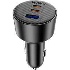Автомобильное зарядное устройство WIWU CC026 Warriors PD200W + QC3.0 (USB + 2Type-C) - Black