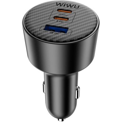 Автомобильное зарядное устройство WIWU CC026 Warriors PD200W + QC3.0 (USB + 2Type-C) - Black