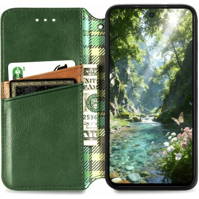 Чохол Deexe Rhombus Wallet для Samsung Galaxy S26 FE - Green