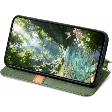 Чохол Deexe Rhombus Wallet для Samsung Galaxy S26 FE - Green