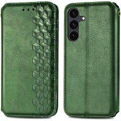 Чохол Deexe Rhombus Wallet для Samsung Galaxy S26 FE - Green