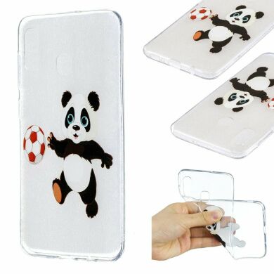 Силиконовый (TPU) чехол Deexe Pretty Glossy для Samsung Galaxy A30 (A305) / A20 (A205) - Panda Playing Football