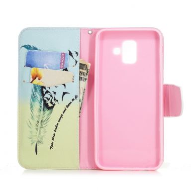 Чохол-книжка Deexe Color Wallet для Samsung Galaxy A6 2018 (A600) - Feather Pattern