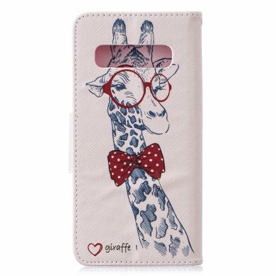 Чехол-книжка Deexe Color Wallet для Samsung Galaxy S10 (G973) - Giraffe Wearing Glasses