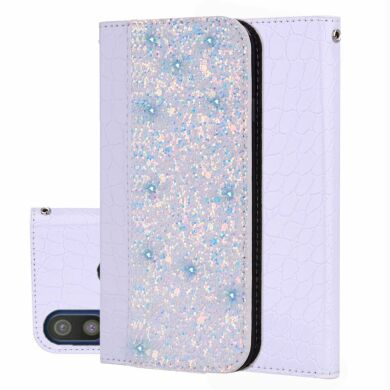 Чохол-книжка Deexe Glittery Crocodile для Samsung Galaxy A40 (А405) - White