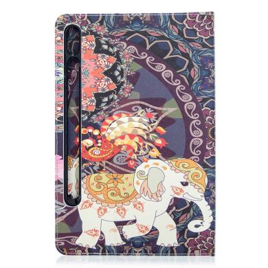 Чехол-книжка Deexe Pattern Style для Samsung Galaxy Tab S7 (T870/875) / S8 (T700/706) - Colorized Elephant
