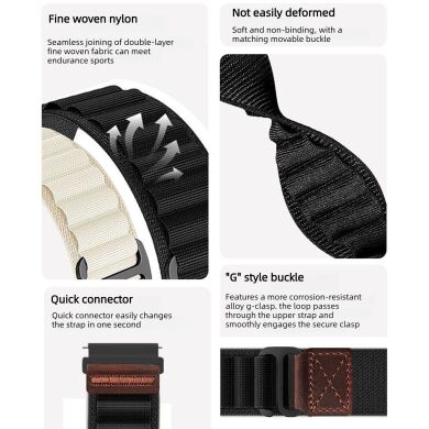 Ремешок Deexe Nylon Leather для часов с шириной крепления 22 мм - Indigo