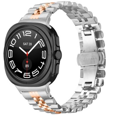 Ремінець Deexe Stainless Steel QuickFit для Samsung Galaxy Watch Ultra (2025) - Silver / Rose Gold