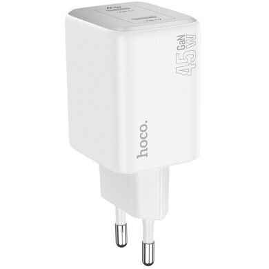 Сетевое зарядное устройство Hoco N42 Elogiado 2C PD45W + кабель Type to Lightning - White