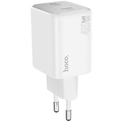 Сетевое зарядное устройство Hoco N42 Elogiado 2C PD45W + кабель Type to Lightning - White