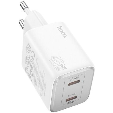 Сетевое зарядное устройство Hoco N42 Elogiado 2C PD45W + кабель Type to Lightning - White