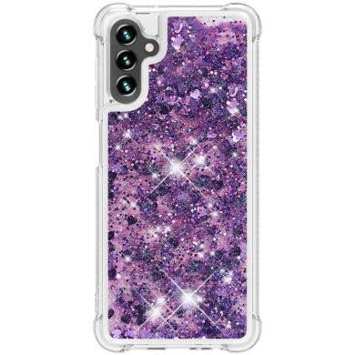 Силиконовый (TPU) чехол Deexe Liquid Glitter для Samsung Galaxy A13 5G (A136) / A04s (A047) - Dark Purple Hearts