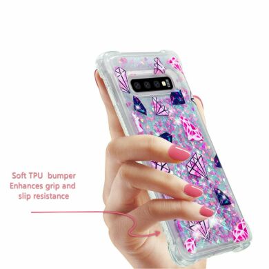 Силиконовый (TPU) чехол Deexe Liquid Glitter для Samsung Galaxy S10 Plus (G975) - Diamond Pattern