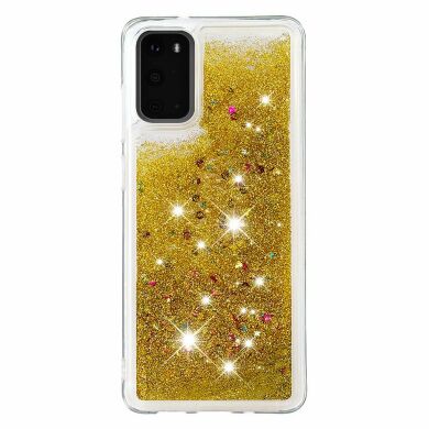 Силиконовый (TPU) чехол Deexe Liquid Glitter для Samsung Galaxy S20 (G980) - Gold