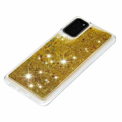 Силиконовый (TPU) чехол Deexe Liquid Glitter для Samsung Galaxy S20 (G980) - Gold