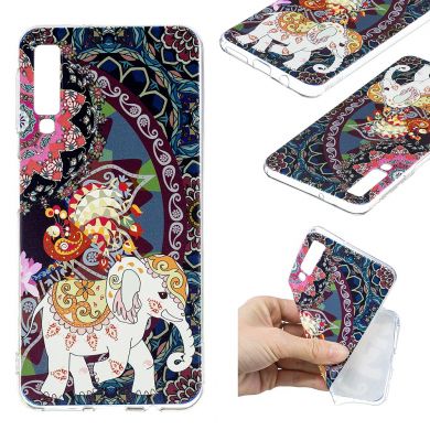 Силиконовый (TPU) чехол Deexe Pretty Glossy для Samsung Galaxy A7 2018 (A750) - Flower and Elephant