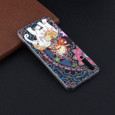 Силиконовый (TPU) чехол Deexe Pretty Glossy для Samsung Galaxy A7 2018 (A750) - Flower and Elephant