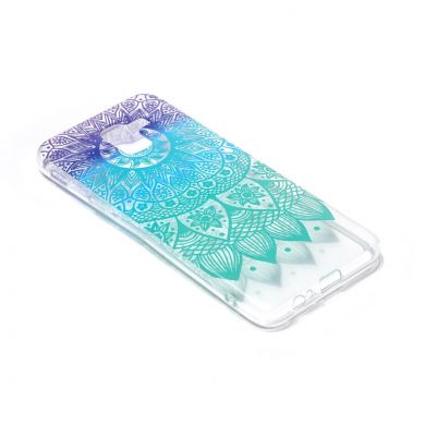 Силиконовый (TPU) чехол Deexe Pretty Glossy для Samsung Galaxy J6 2018 (J600) - Cyan and Purple Flower