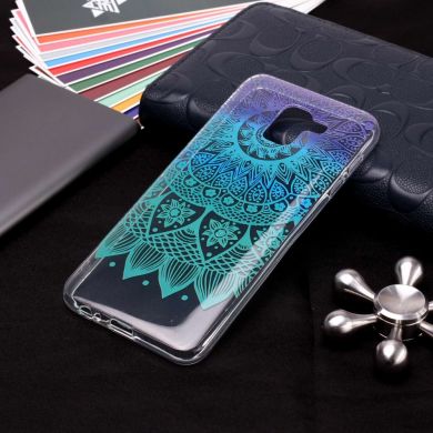 Силиконовый (TPU) чехол Deexe Pretty Glossy для Samsung Galaxy J6 2018 (J600) - Cyan and Purple Flower
