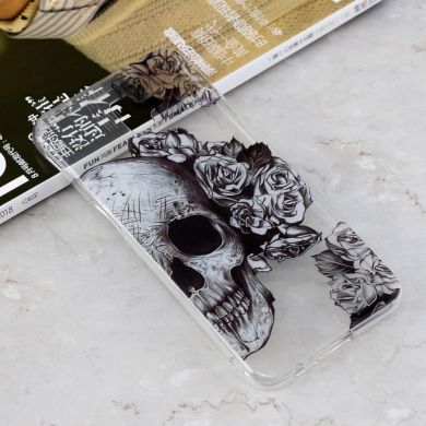 Силіконовий (TPU) чохол Deexe Pretty Glossy для Samsung Galaxy J6+ (J610) - Skull and Flowers