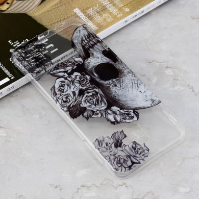 Силіконовий (TPU) чохол Deexe Pretty Glossy для Samsung Galaxy J6+ (J610) - Skull and Flowers