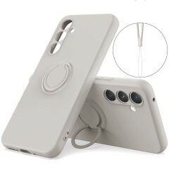 Силіконовий (TPU) чохол з кільцем Deexe Color Shell для Samsung Galaxy S26 FE - Grey