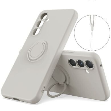 Силіконовий (TPU) чохол з кільцем Deexe Color Shell для Samsung Galaxy S26 FE - Grey