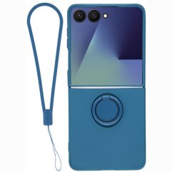 Силіконовий (TPU) чохол з кільцем Deexe Color Shell (FF) для Samsung Galaxy Flip 8 - Midnight Blue