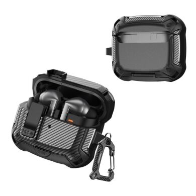 Защитный чехол Deexe Carbon Shield для Samsung Galaxy Buds 3 / Buds 3 Pro - Black
