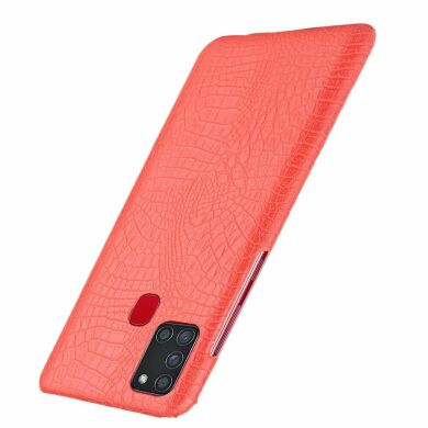 Защитный чехол Deexe Croco Style для Samsung Galaxy A21s (A217) - Red