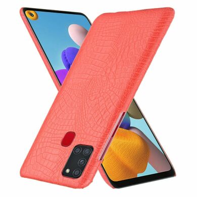 Защитный чехол Deexe Croco Style для Samsung Galaxy A21s (A217) - Red