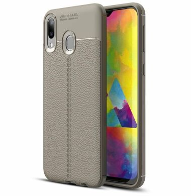 Защитный чехол Deexe Leather Cover для Samsung Galaxy M20 - Grey