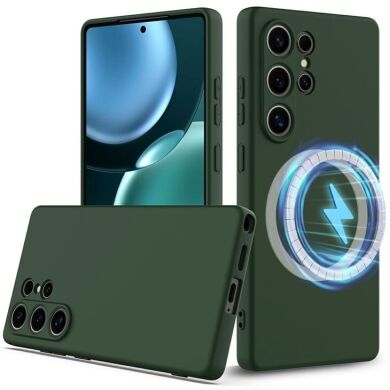 Захисний чохол Deexe Silicone Case with MagSafe для Samsung Galaxy S25 Ultra (S938) - Dark Green