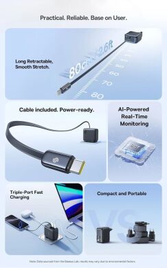 Мережевий зарядний пристрій Baseus EnerCore CJ11 2C+U (100W) + кабель Type-C (E0120M00) - Black