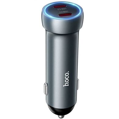 Автомобильное зарядное устройство Hoco Z54B PD60W (2Type-C) - Metal Grey