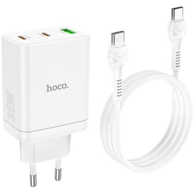 Сетевое зарядное устройство Hoco N33 Start PD35W (2C1A) + кабель Type-C to Type-C - White