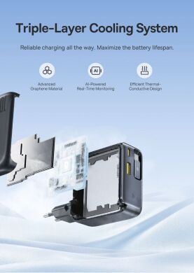 Мережевий зарядний пристрій Baseus EnerCore CJ11 2C+U (100W) + кабель Type-C (E0120M00) - Black