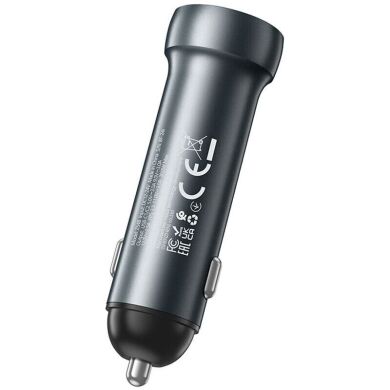 Автомобильное зарядное устройство Hoco Z54B PD60W (2Type-C) - Metal Grey