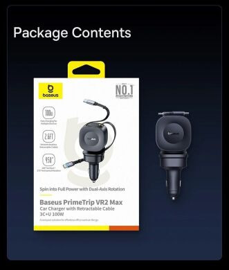 Автомобільний зарядний пристрій Baseus PrimeTrip VR2 Max PD100W+QC3.0 (Type-C + USB) + кабель 2Type-C (C02066) - Cosmic Black