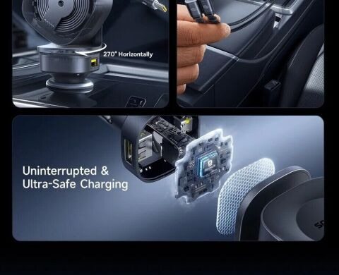 Автомобільний зарядний пристрій Baseus PrimeTrip VR2 Max PD100W+QC3.0 (Type-C + USB) + кабель 2Type-C (C02066) - Cosmic Black