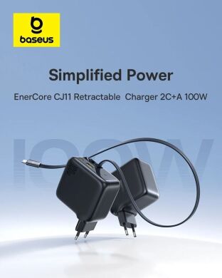 Мережевий зарядний пристрій Baseus EnerCore CJ11 2C+U (100W) + кабель Type-C (E0120M00) - Black