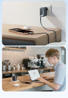 Мережевий зарядний пристрій Baseus EnerCore CJ11 2C+U (100W) + кабель Type-C (E0120M00) - Black