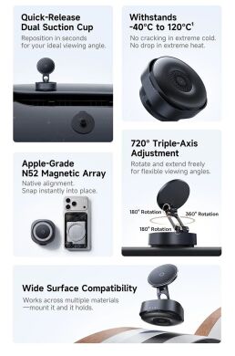 Автомобільний тримач Baseus PrimeTrip VC3 Flex Suction Type Car Mount (C0013R00) - Black