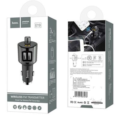 FM модулятор Hoco E19 (2USB, 2.4А) - Black / Grey