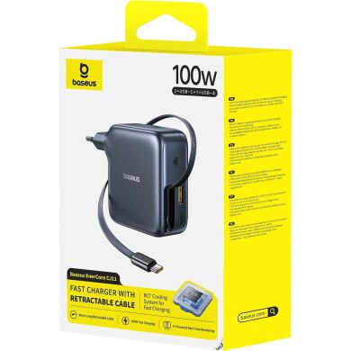 Мережевий зарядний пристрій Baseus EnerCore CJ11 2C+U (100W) + кабель Type-C (E0120M00) - Black