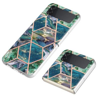 Защитный чехол Deexe Marble Pattern (FF) для Samsung Galaxy Flip 4 - Blue / Green