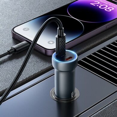 Автомобильное зарядное устройство Hoco Z54B PD60W (2Type-C) - Metal Grey