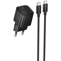 Мережевий зарядний пристрій Hoco N66 PD35W + кабель Type-C to Type-C - Black