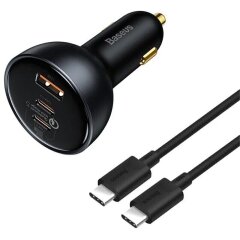 Автомобильное зарядное устройство Baseus Qualcomm Quick Charge 5 Technology 160W + кабель Type-C to Type-C (TZCCZM-0G) - Gray